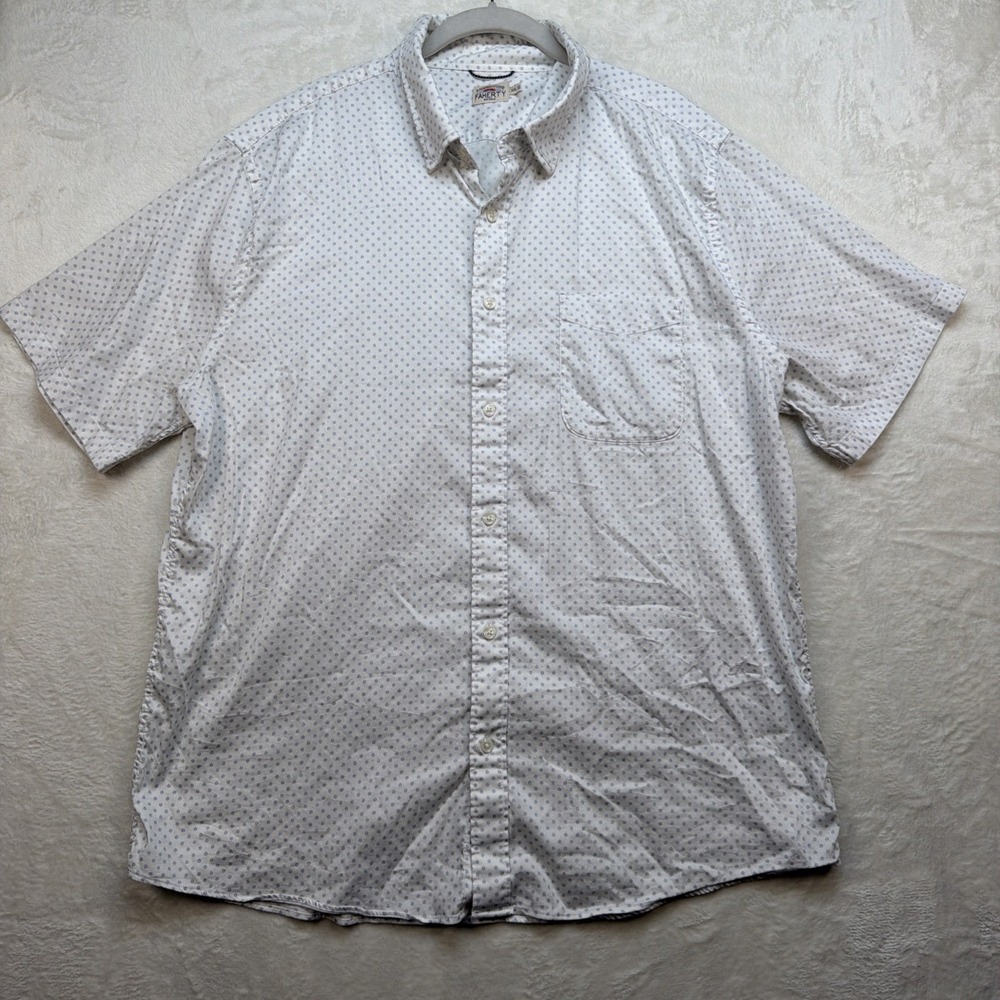 Faherty Button Down Shirt Mens XXL White Geometric Print Casual Beach Summer